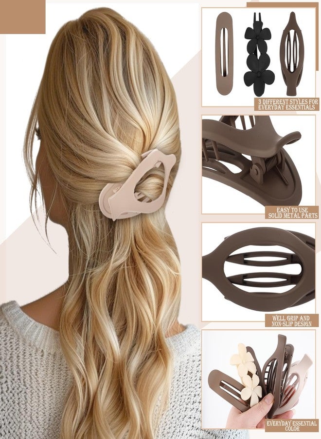 ProSuites 10 Pcs French Flat Hair Clips for Women - 3 Styles Non-slip Flat Claw Clips Matte Hair Claws for Thin Thick Hair - Image 4